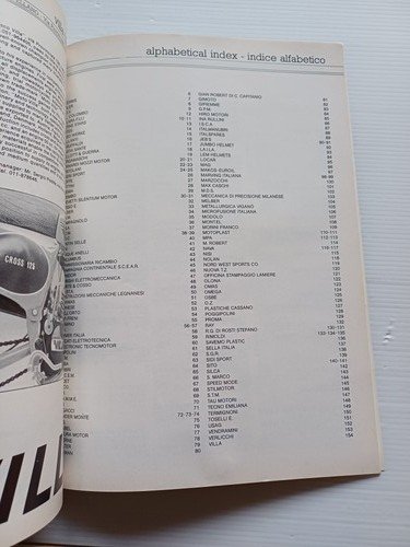 Motociclismo elenco aziende italiane motociclistiche e accessori 1980 originale
