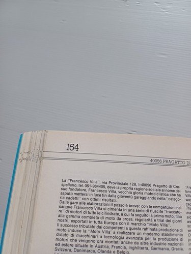 Motociclismo elenco aziende italiane motociclistiche e accessori 1980 originale