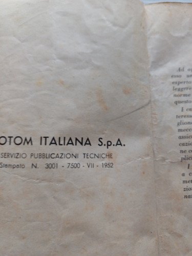 Motom 160 Delfino 1952 manuale uso manutenzione libretto originale