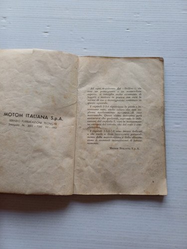 Motom 160 Delfino 1952 manuale uso manutenzione libretto originale