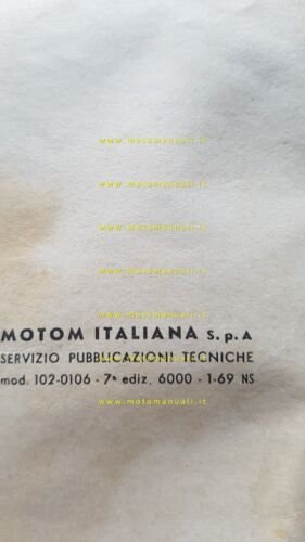 Motom 48 1969 manuale uso manutenzione libretto originale owner's manual