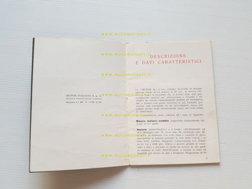Motom 48 3a Serie 1951 manuale uso manutenzione libretto istruzioni …
