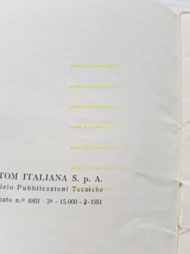Motom 48 3a Serie 1951 manuale uso manutenzione libretto istruzioni …