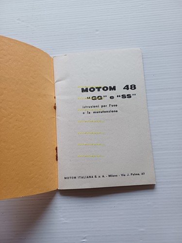 Motom 48 GG - SS 1960 manuale uso manutenzione libretto …