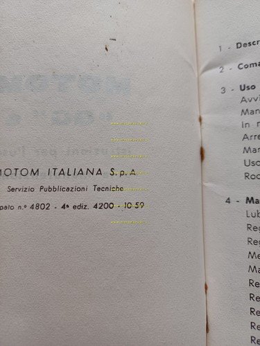 Motom 48 GG - SS 1960 manuale uso manutenzione libretto …