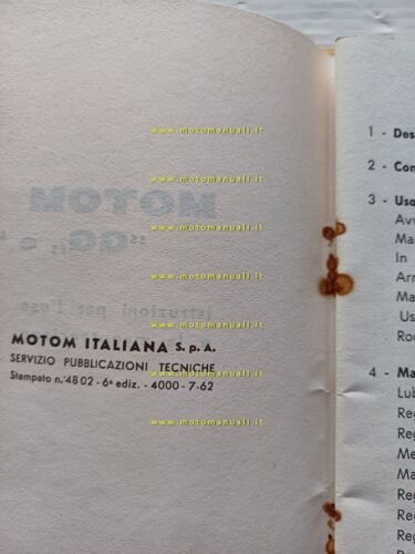 Motom 48 GG - SS 1960 manuale uso manutenzione libretto …