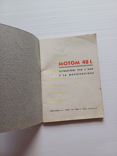 Motom 48 L 1956 manuale uso manutenzione libretto istruzioni originale …