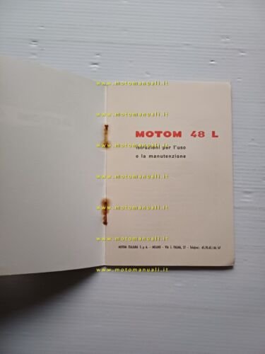 Motom 48 L 1956 manuale uso manutenzione libretto originale