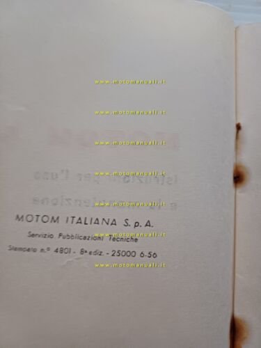 Motom 48 L 1956 manuale uso manutenzione libretto originale