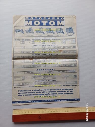 Motom 48 motocarro 1961 depliant italiano originale