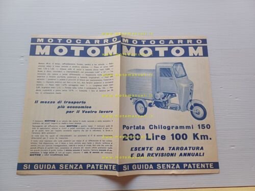 Motom 48 motocarro 1961 depliant italiano originale