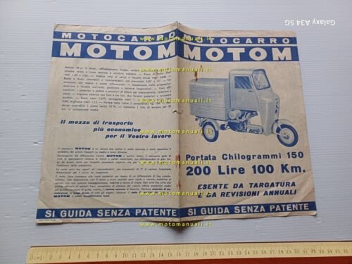 Motom 48 motocarro 1961 depliant italiano originale