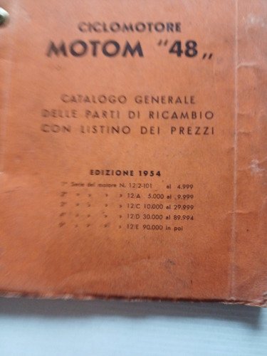 Motom 48 tutti modelli fino 1954 catalogo ricambi ORIGINALE spare …