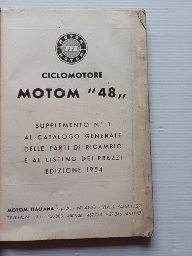 Motom 48 tutti modelli fino 1954 catalogo ricambi ORIGINALE spare …