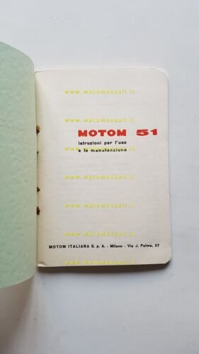 Motom 51 1959 manuale uso manutenzione libretto originale