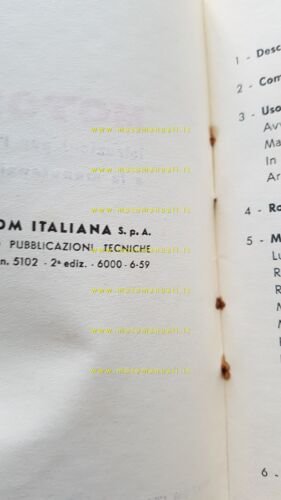 Motom 51 1959 manuale uso manutenzione libretto originale