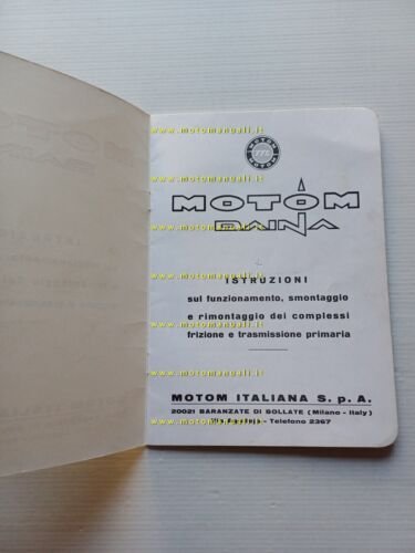 Motom Daina 1967 manuale officina italiano originale