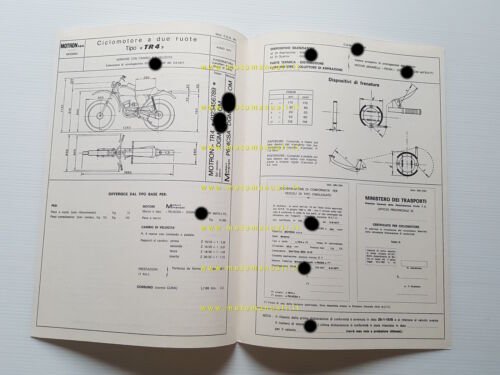Motron 50 TR6 1977 scheda omologazione DGM Facsimile originale