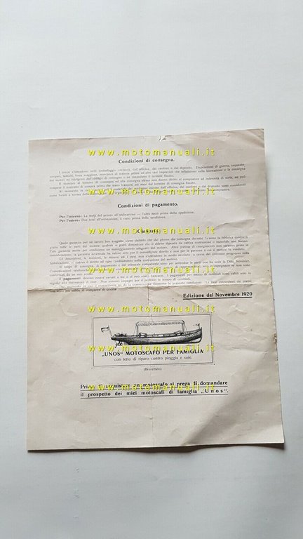 Mller Motore Ausiliario Fuoribordo 1920 depliant originale ITALIANO brochure