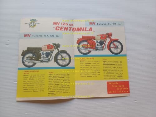 MV Agusta 125 Centomila R.A. - Turismo EL 1961 depliant …