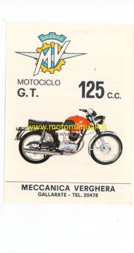 MV AGUSTA 125 GT 1970 depliant originale genuine motorcycle brochure