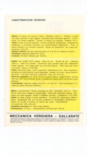 MV AGUSTA 125 GT 1970 depliant originale genuine motorcycle brochure