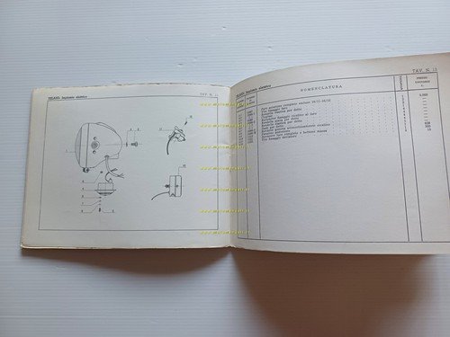 MV Agusta 125 Pullman 1955 catalogo ricambi originale italiano