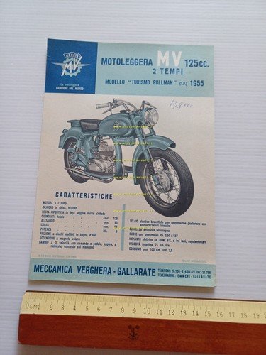 MV Agusta 125 Pullman 1955 depliant italiano originale