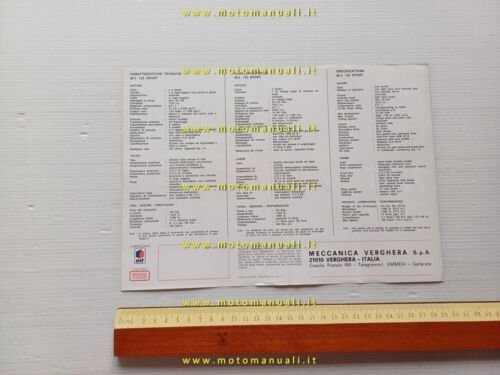 MV AGUSTA 125 Sport 1975 depliant originale italiano