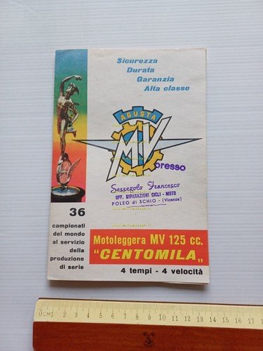 MV Agusta 125 Turismo R.A.-Turismo EL Centomila 1961 depliant italiano …
