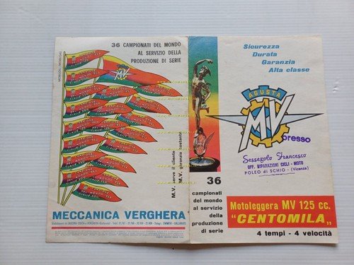 MV Agusta 125 Turismo R.A.-Turismo EL Centomila 1961 depliant italiano …