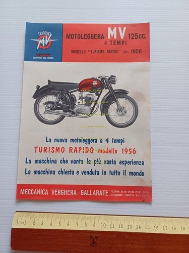 MV Agusta 125 Turismo Rapido T.R. 1956 depliant italiano originale