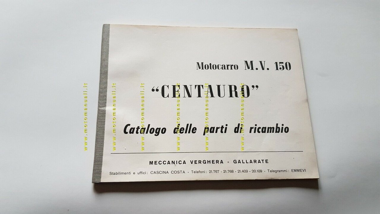MV Agusta 150 Centauro Motocarro 1963 catalogo ricambi originale parts …