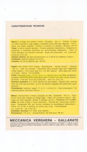 MV AGUSTA 150 GT 1970 depliant originale genuine motorcycle brochure