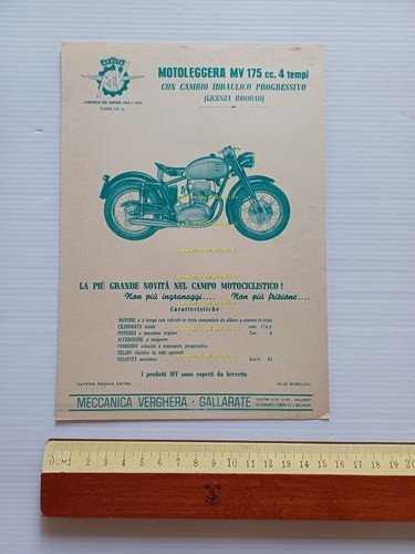 MV Agusta 175 Cambio Idraulico Progressivo Idrobad 1954 depliant originale