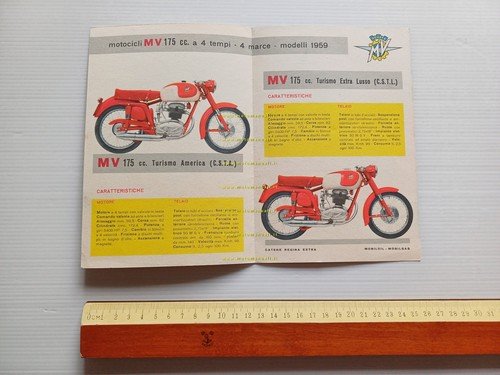 MV AGUSTA 175 CSTA - 175 CSTL 1959 depliant italiano …