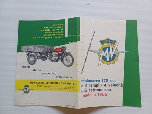 MV Agusta 175 Motocarro 1956 depliant italiano originale