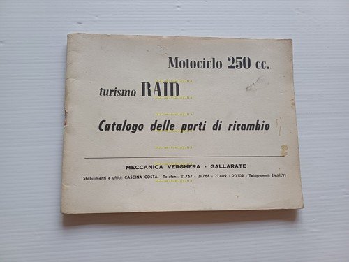 MV Agusta 250 Turismo Raid 1957 catalogo ricambi originale italiano