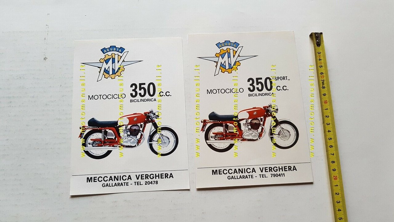 MV AGUSTA 350 B Sport 1971 2 depliant originali moto …