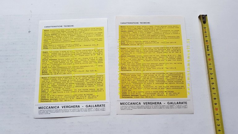 MV AGUSTA 350 B Sport 1971 2 depliant originali moto …