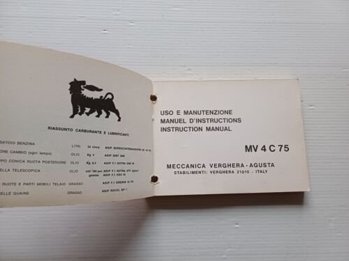 MV Agusta 750 4C Sport 1972 manuale uso manutenzione originale …