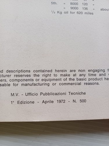 MV Agusta 750 4C Sport 1972 manuale uso manutenzione originale …