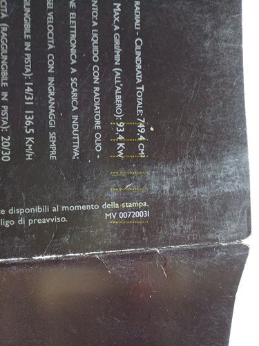 MV Agusta 750 Brutale 2003 depliant originale ITALIANO