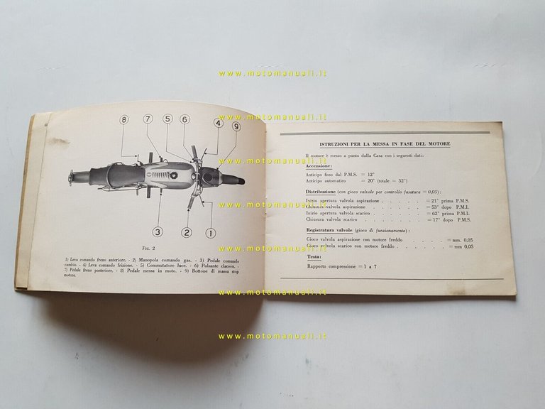 MV Agusta 83 1958 manuale uso manutenzione libretto originale italiano