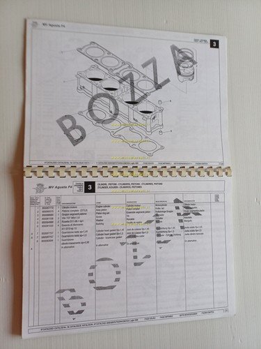 MV Agusta F4 750 1999 catalogo ricambi PROVVISORIO originale