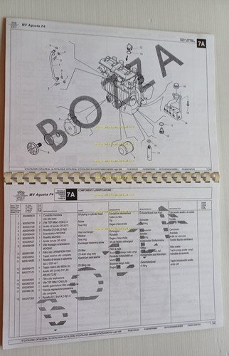 MV Agusta F4 750 1999 catalogo ricambi PROVVISORIO originale