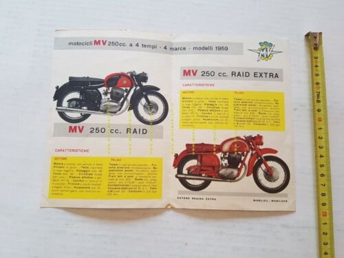 MV AGUSTA modelli 250 RAID-RAID EXTRA 1959 depliant italiano originale …