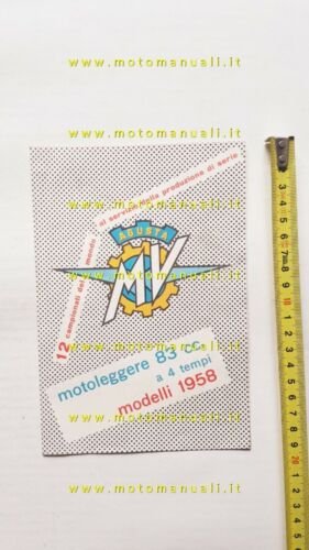 MV AGUSTA motoleggera 83 1958 depliant originale ITALIANO brochure