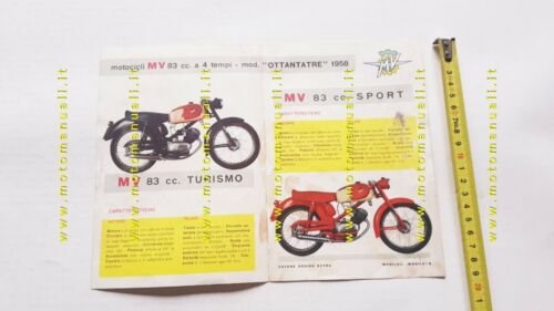 MV AGUSTA motoleggera 83 1958 depliant originale ITALIANO brochure