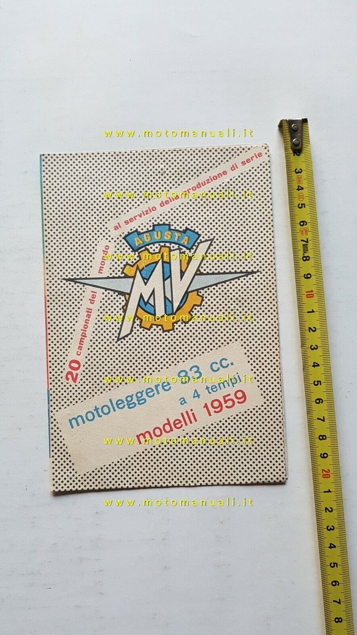 MV AGUSTA motoleggera 83 1959 depliant originale ITALIANO brochure
